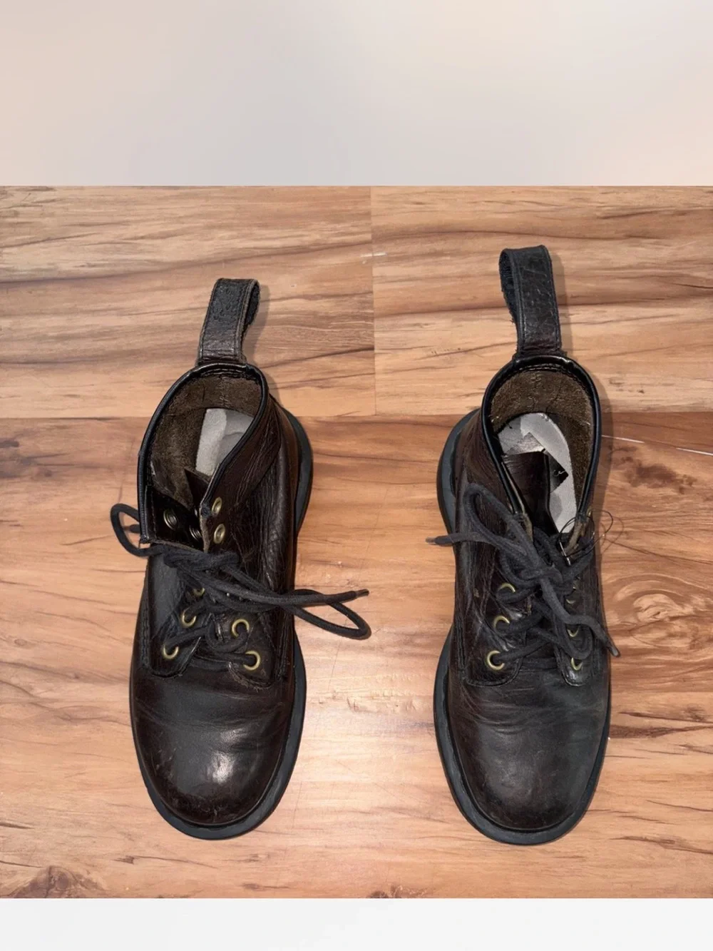 Dr. Martens Kids Brown Leather Lace-Up Ankle Boots